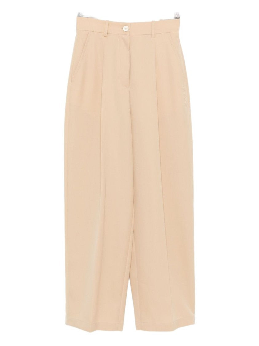 Marni High-Waist Brown Wide-Leg Trousers With Front Pleats