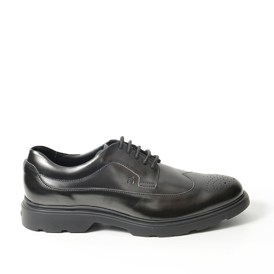 Hogan Black Brushed Leather Derby Shoes