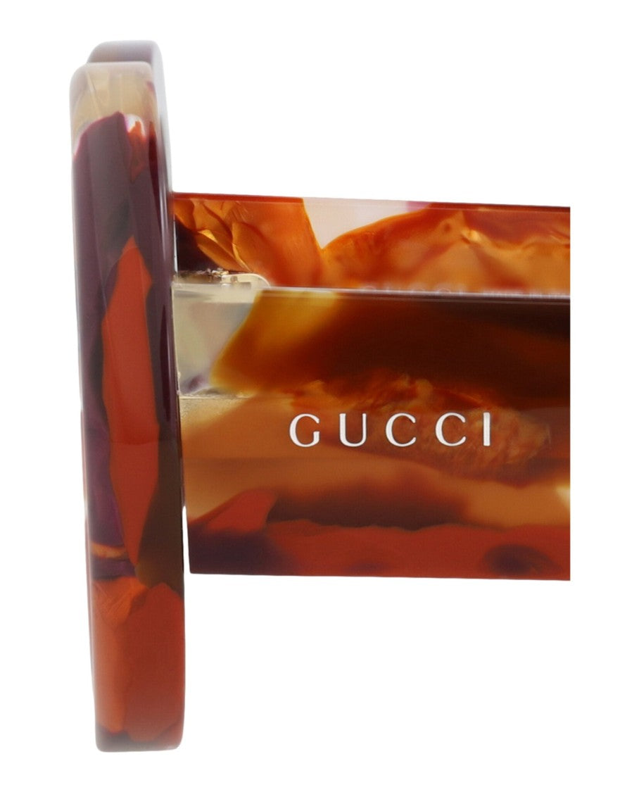 Gucci Round-Frame Recycled Acetate Sunglasses With Saddle Nose Bridge