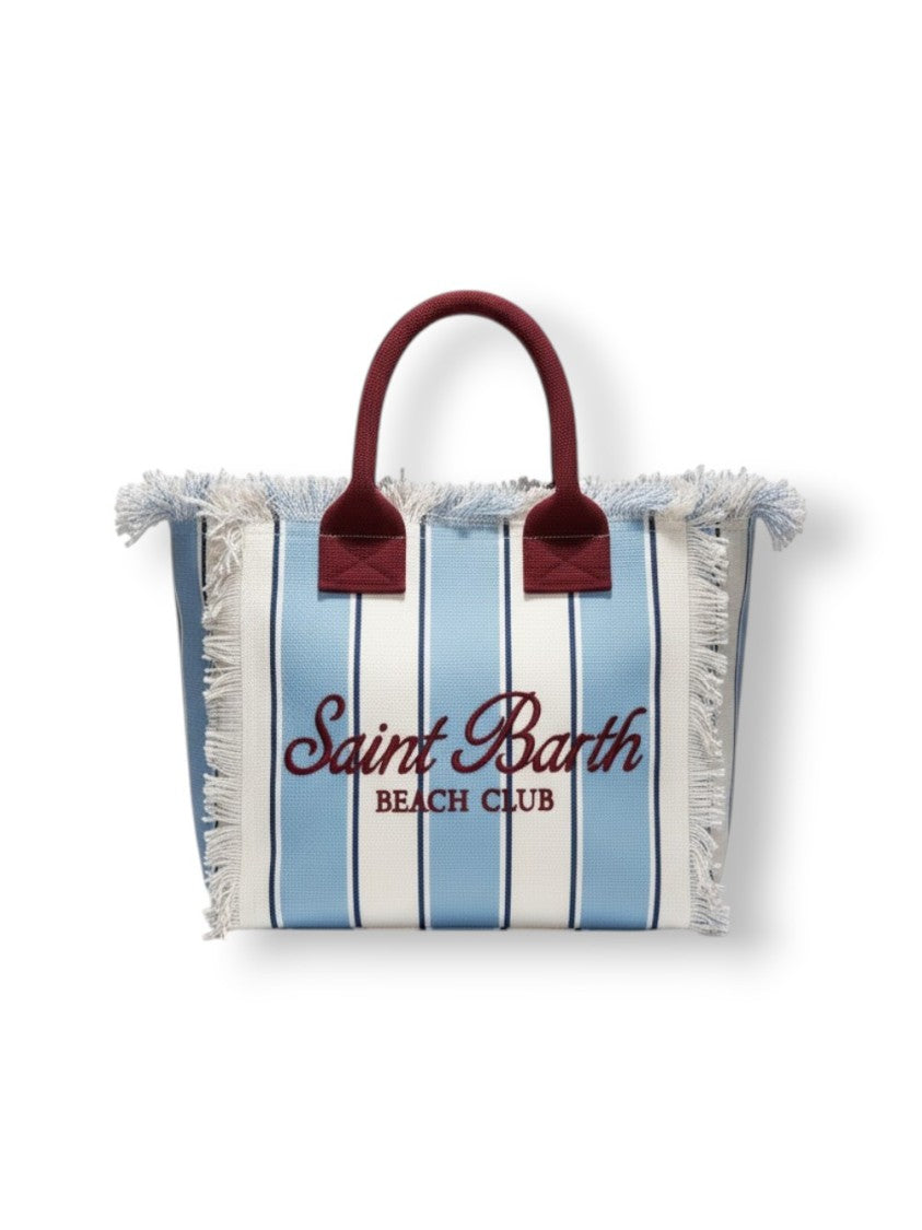 Mc2 Saint Barth Blue White Colette Cotton Handbag