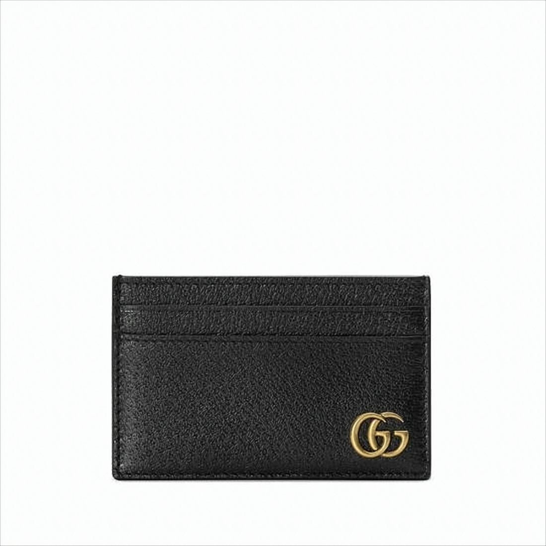 Gucci Sleek Textured Leather Card Wallet With Gold-Tone Double-G Accent