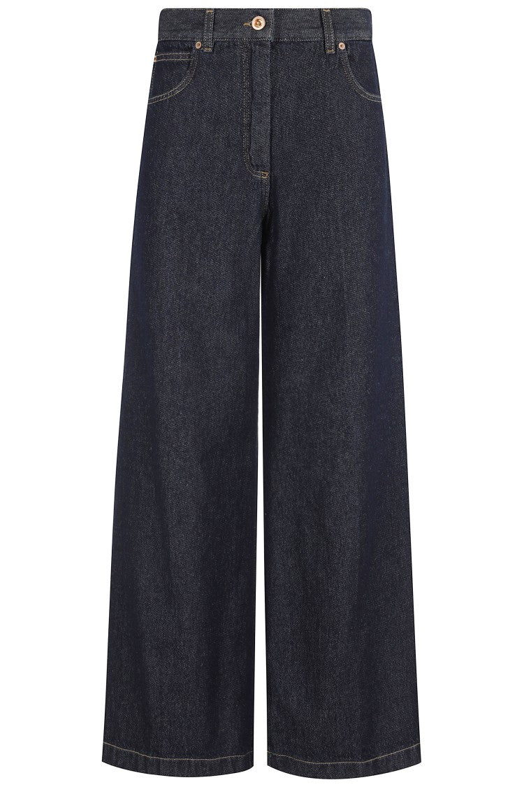 Aspesi Wide-Leg Denim Pants With Contrast Stitching