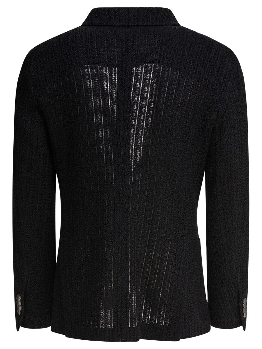 Tagliatore Textured Black Tailored Jacket