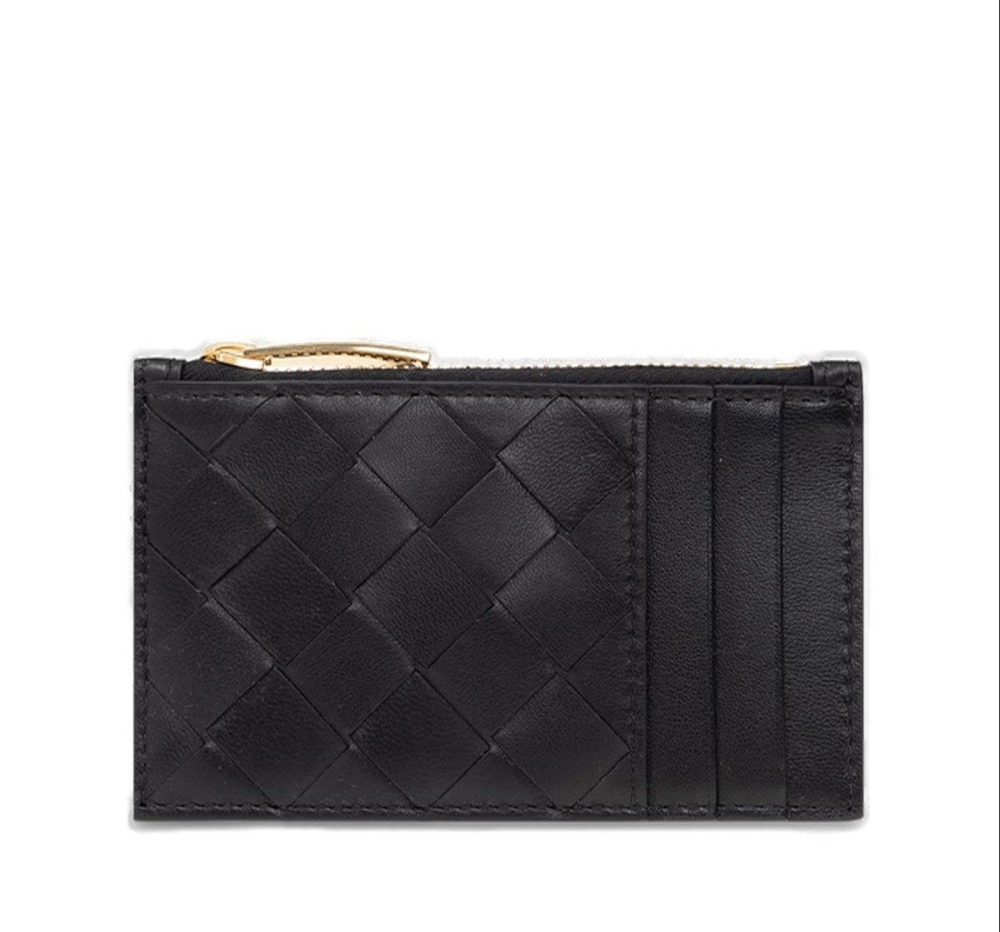 Bottega Veneta Signature Woven Lambskin Card Wallet