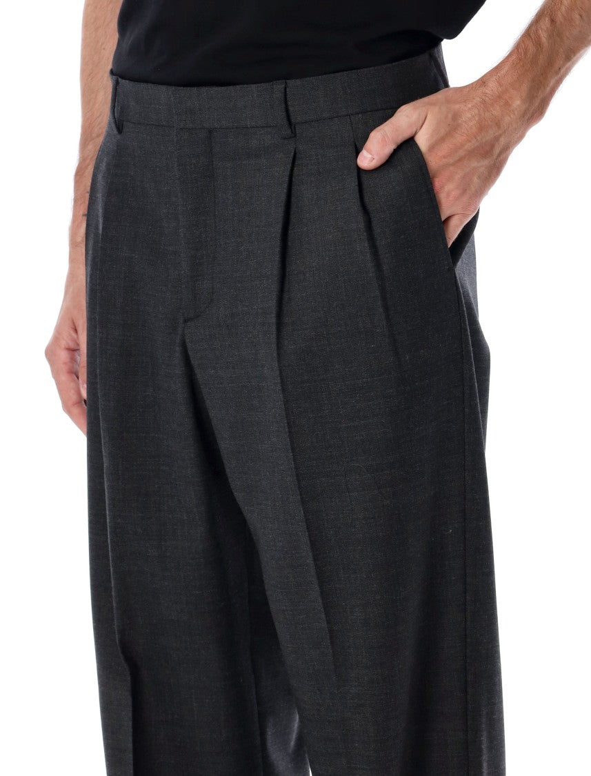 Sunflower Wide-Leg Wool Twill Trousers In Grey