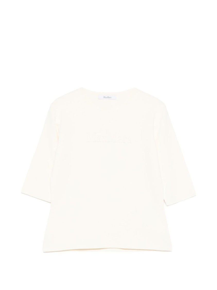 Max Mara Ivory Short Sleeves Knit Sweater