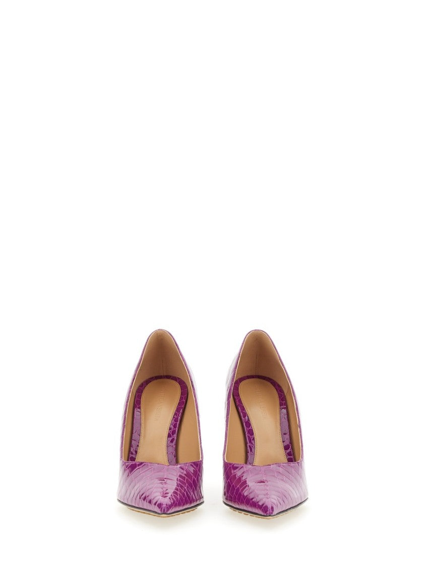 Bottega Veneta Pointed Decollete Pumps With Crocodile-Embossed Detail