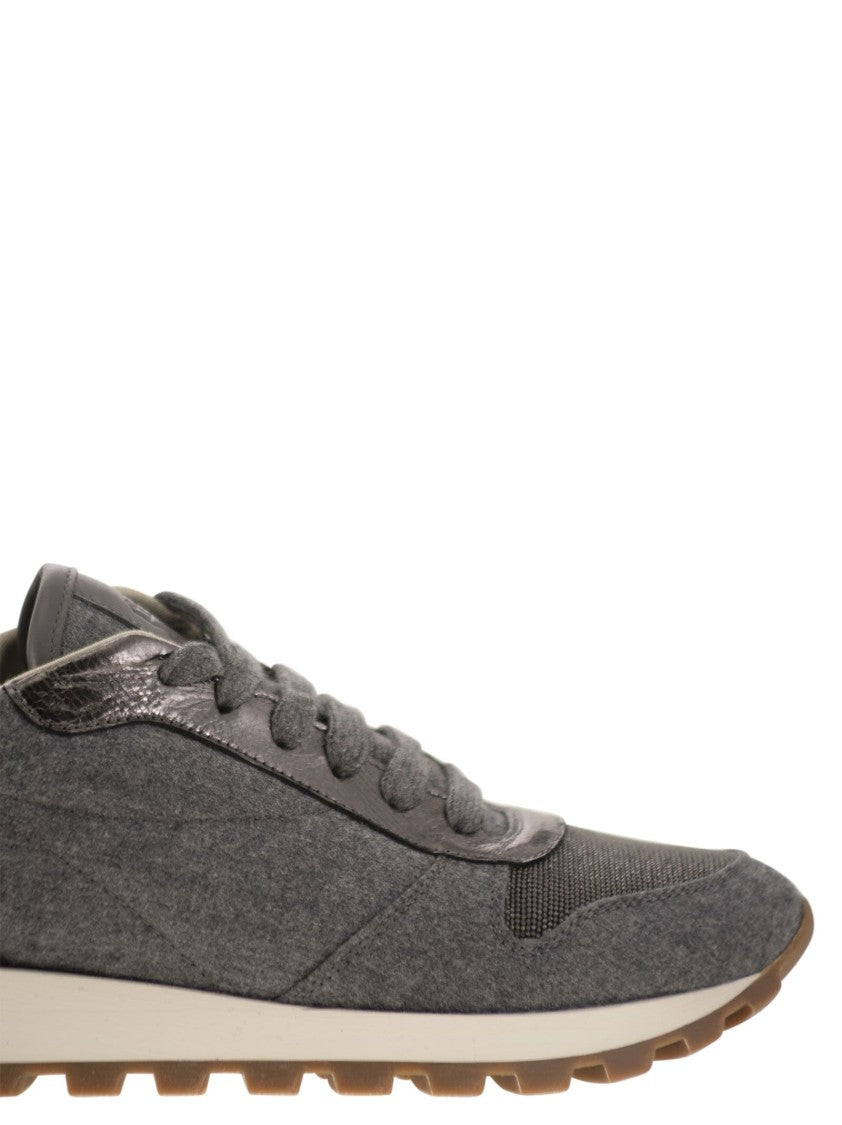 Brunello Cucinelli Runners In Virgin Wool Flannel