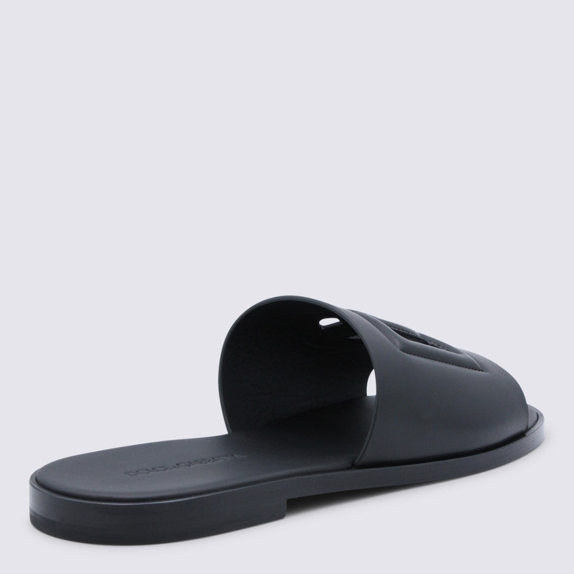Dolce & Gabbana Open-Toe Black Slide Loafers With Stitched Logo Detail