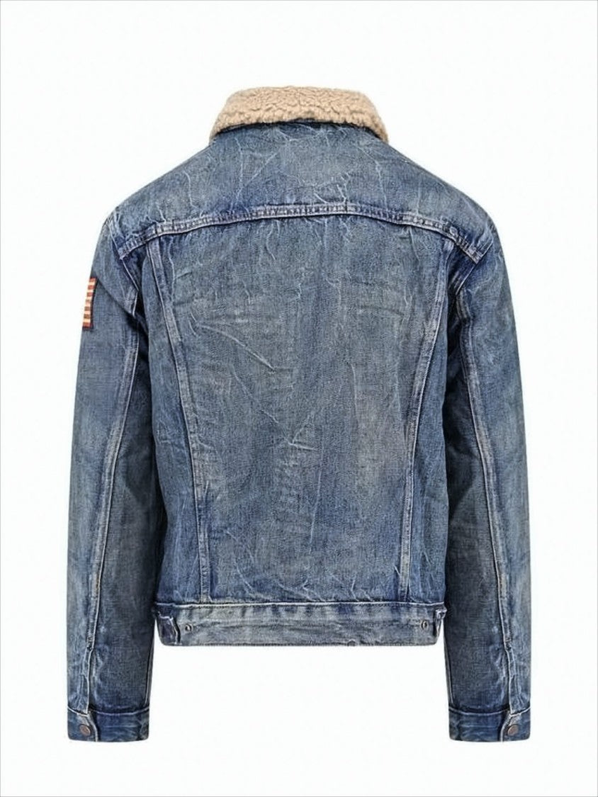 Polo Ralph Lauren Classic Denim Jacket With Cream Sherpa Collar