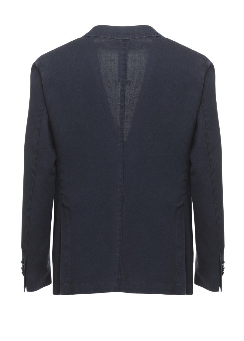 Lubiam Blue Classic Lapel Wool Blazer