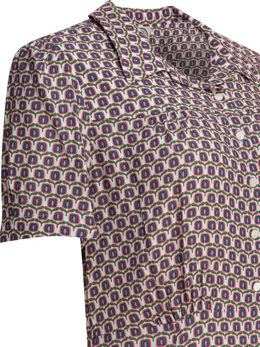 Ines De La Fressange Geometric Pattern Dress With Short Sleeves