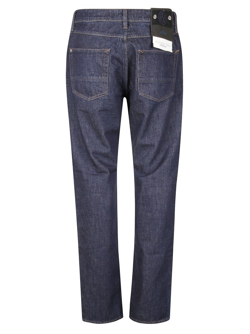 Stone Island Straight-Leg Blue Jeans With Classic Five-Pocket Design