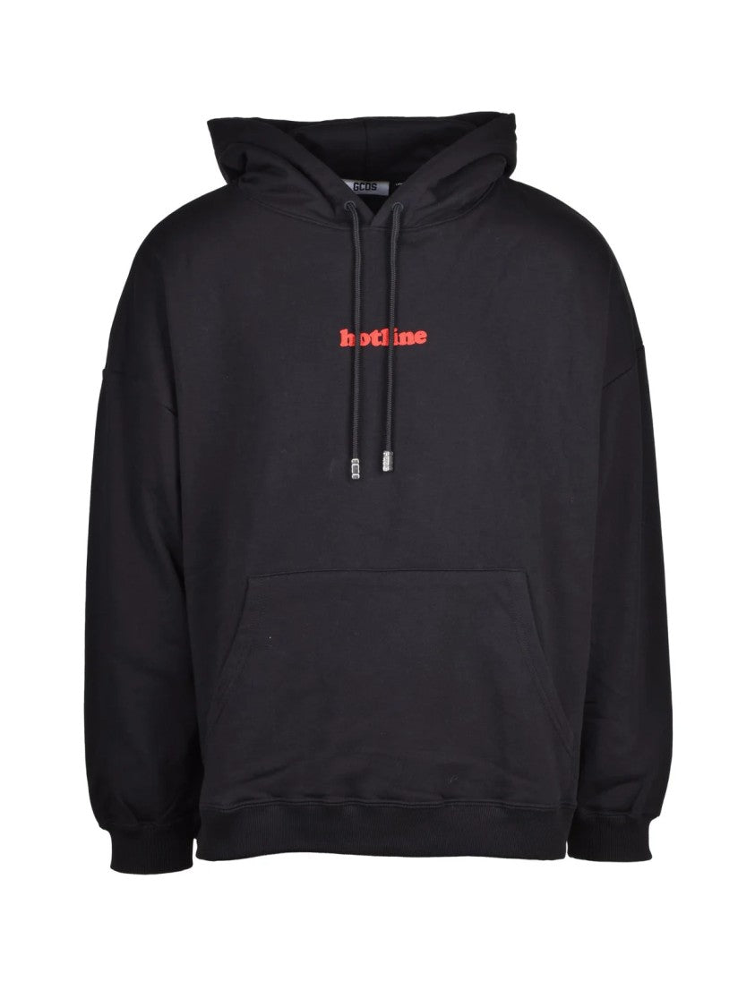 Gcds Black Cotton Hoodie