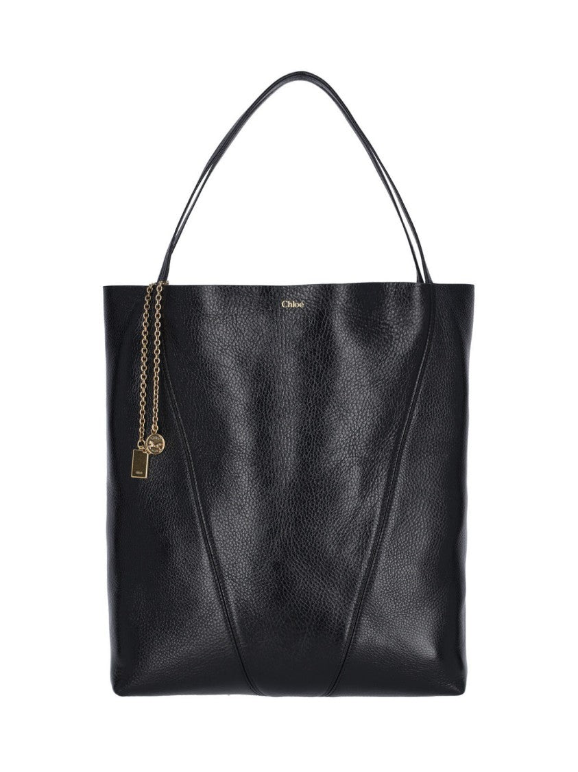 Chloé Black Spin Textured Leather Tote