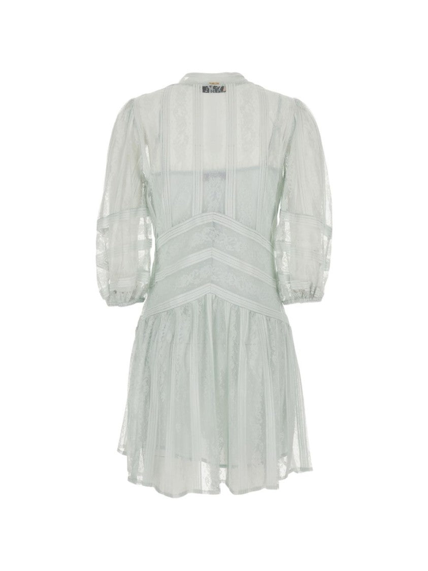Twin-Set Delicate Lace Dress With Sheer Puff Sleeves