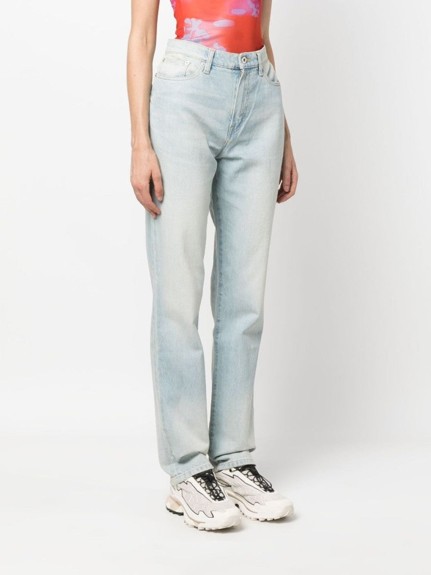 Kenzo High-Waisted Straight-Leg Jeans With Whiskering Detail