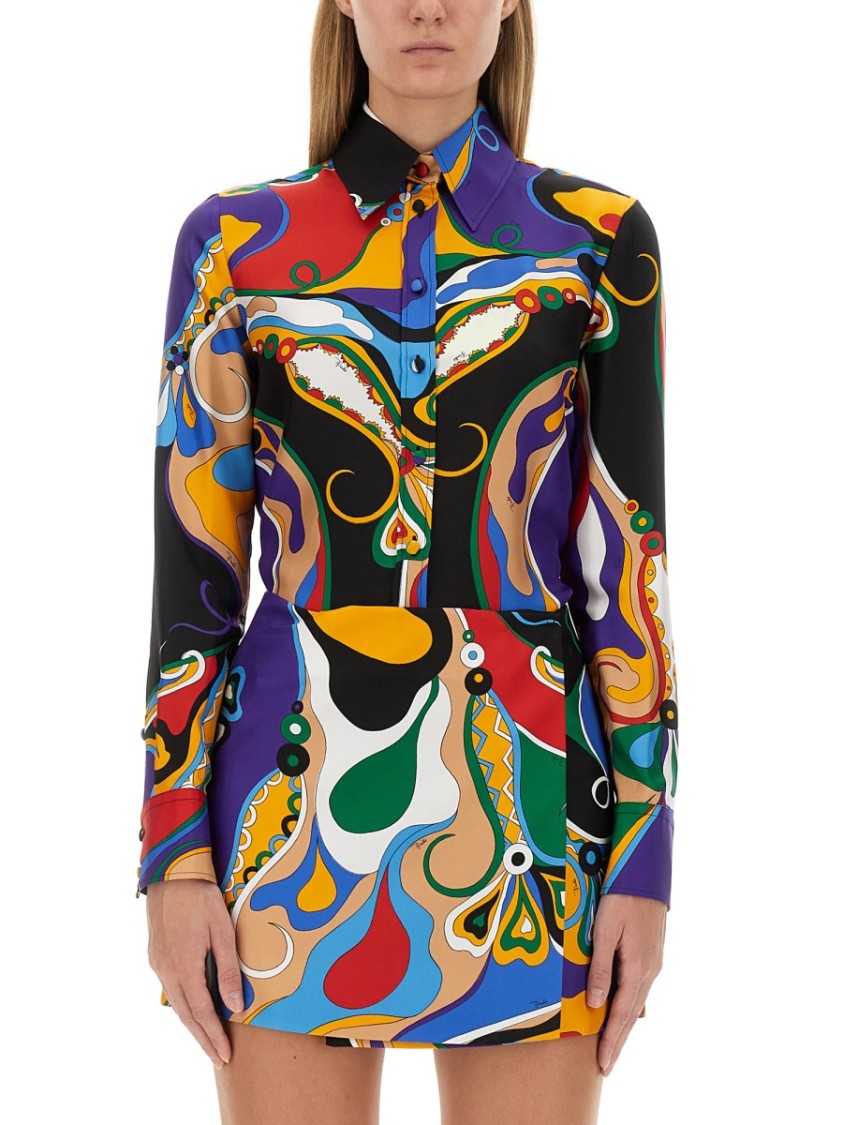 Pucci Printed Silk Shirt With Classic Collar