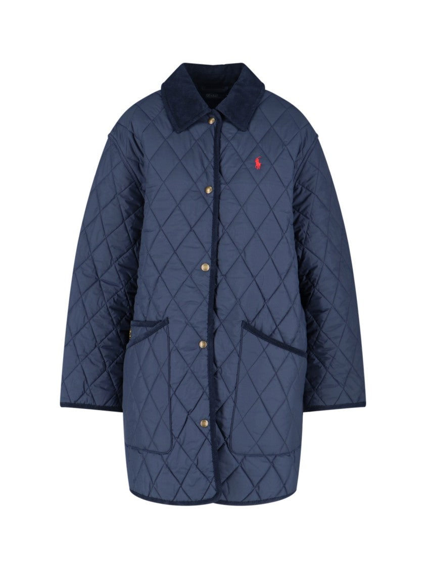 Polo Ralph Lauren Blue Quilted Velvet Collar Recycled Jacket