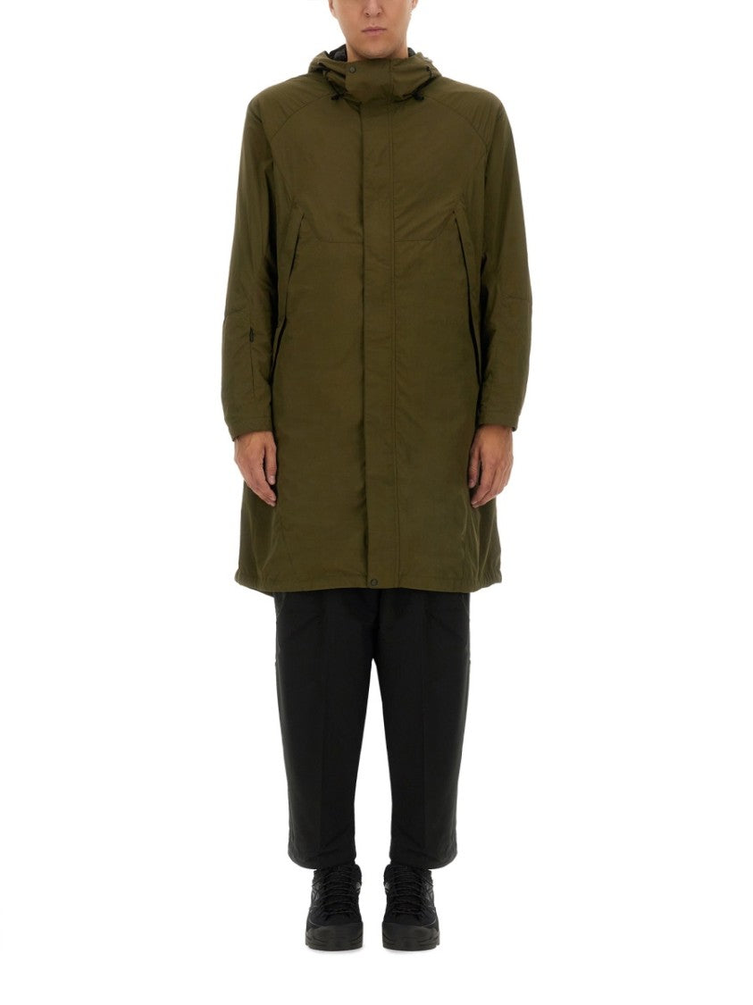 Jg1 Long Green Nylon Parka With Design