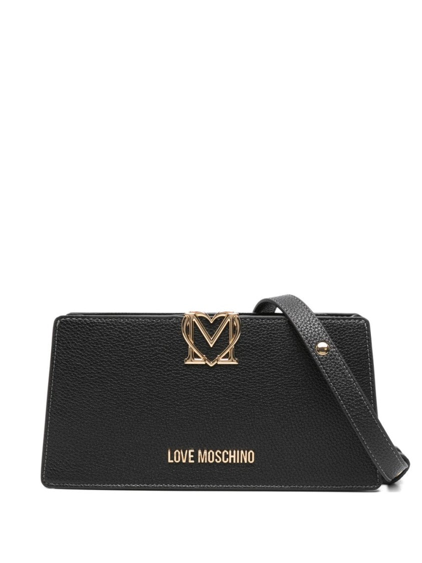 Love Moschino Textured Shoulder Bag With Gold Emblem Detail