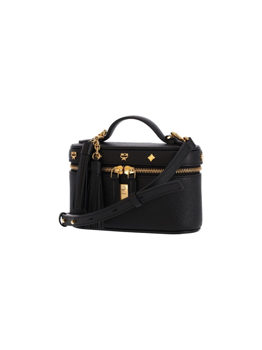 Mcm Black Pina Calfskin Cosmetic Case