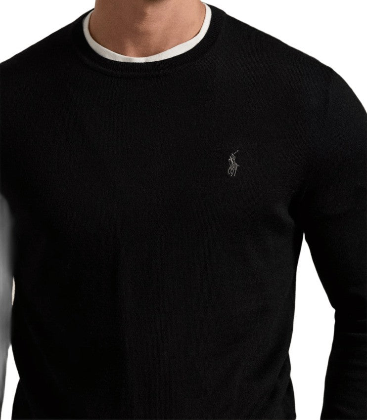 Polo Ralph Lauren Crew Neck Black Wool Sweater