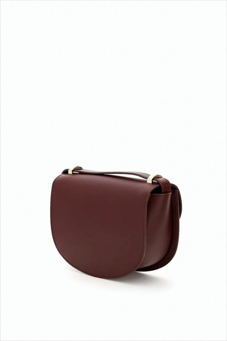 A.P.C. Structured Crossbody Bag In Deep Burgundy Cow Leather