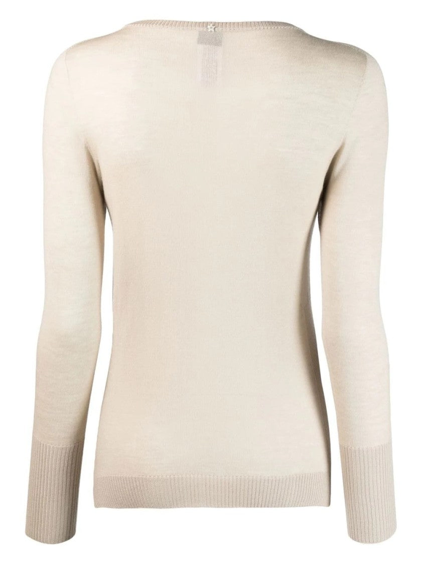 Lorena Antoniazzi Fitted Knit Choker Sweater With Ribbed Cuffs