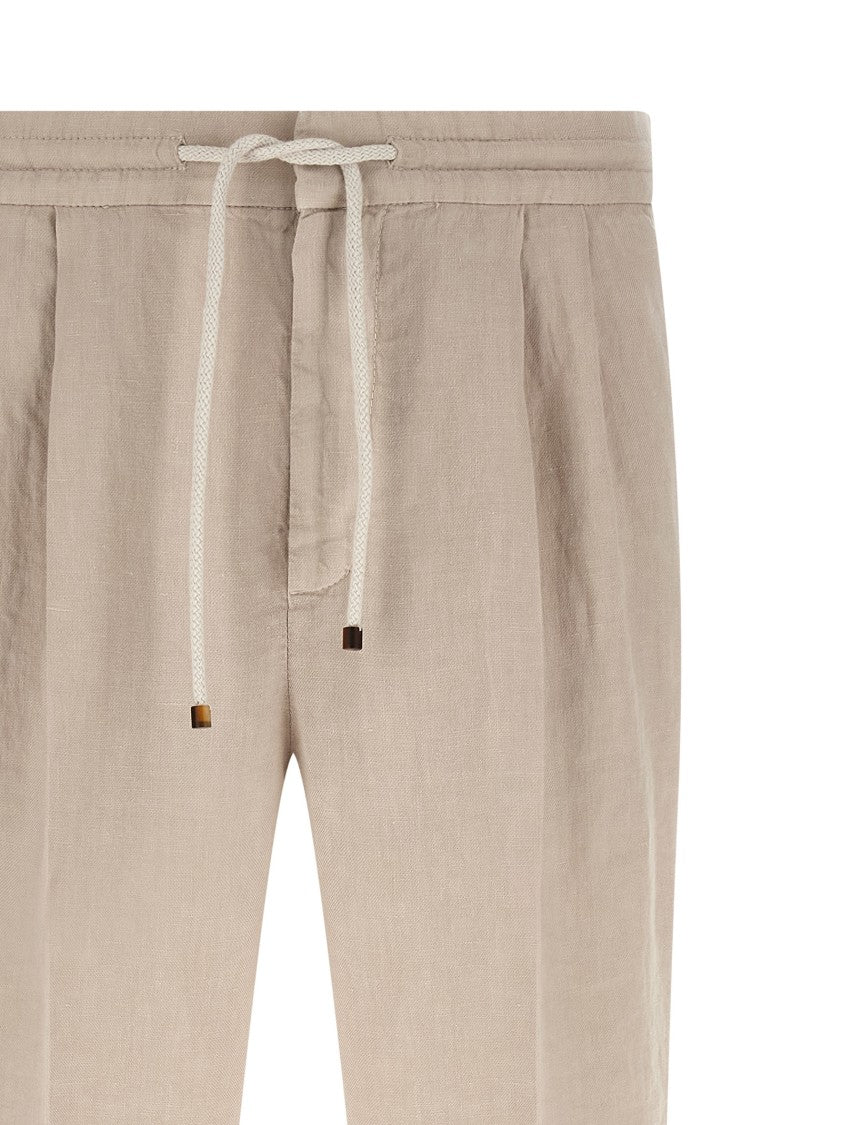 Brunello Cucinelli Garment-Dyed Linen Trousers With Adjustable Drawstring Waist