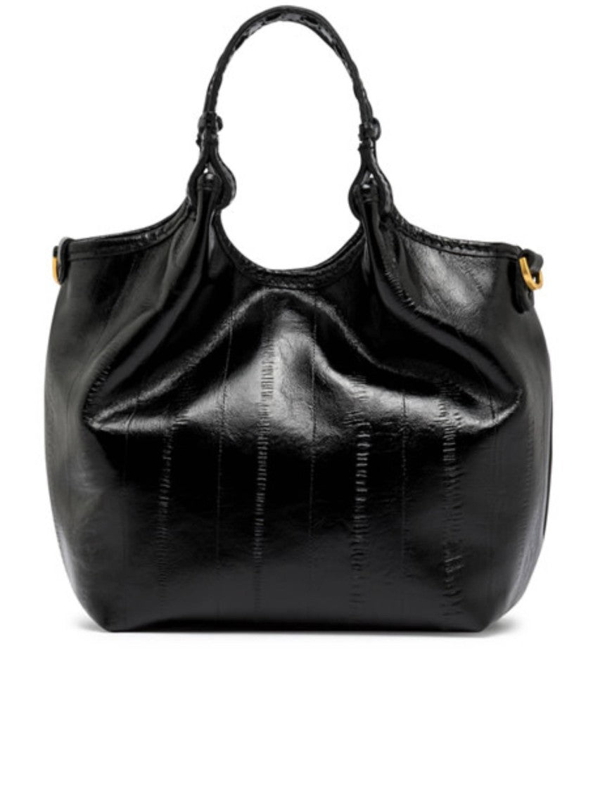 Gianni Chiarini Glossy Black Handbag With Textured Pattern