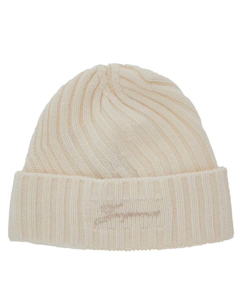 Jacquemus Ribbed Knit Beanie With Subtle Embroidery
