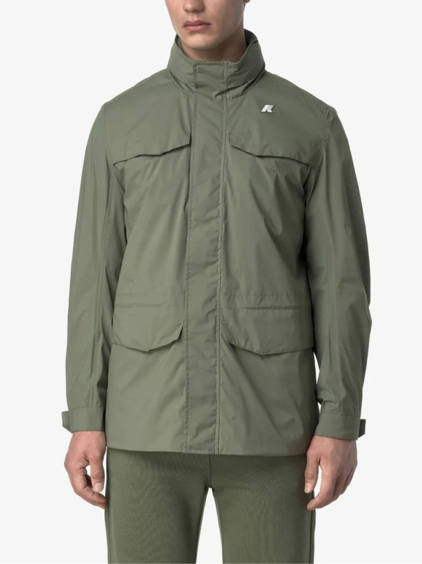 K-Way Manuel Olive Green High Collar Jacket