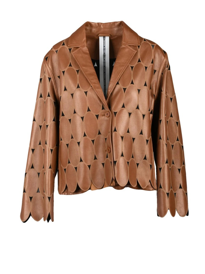 Sword 6.6.44 Brown Short Bell-Sleeve Leather Jacket