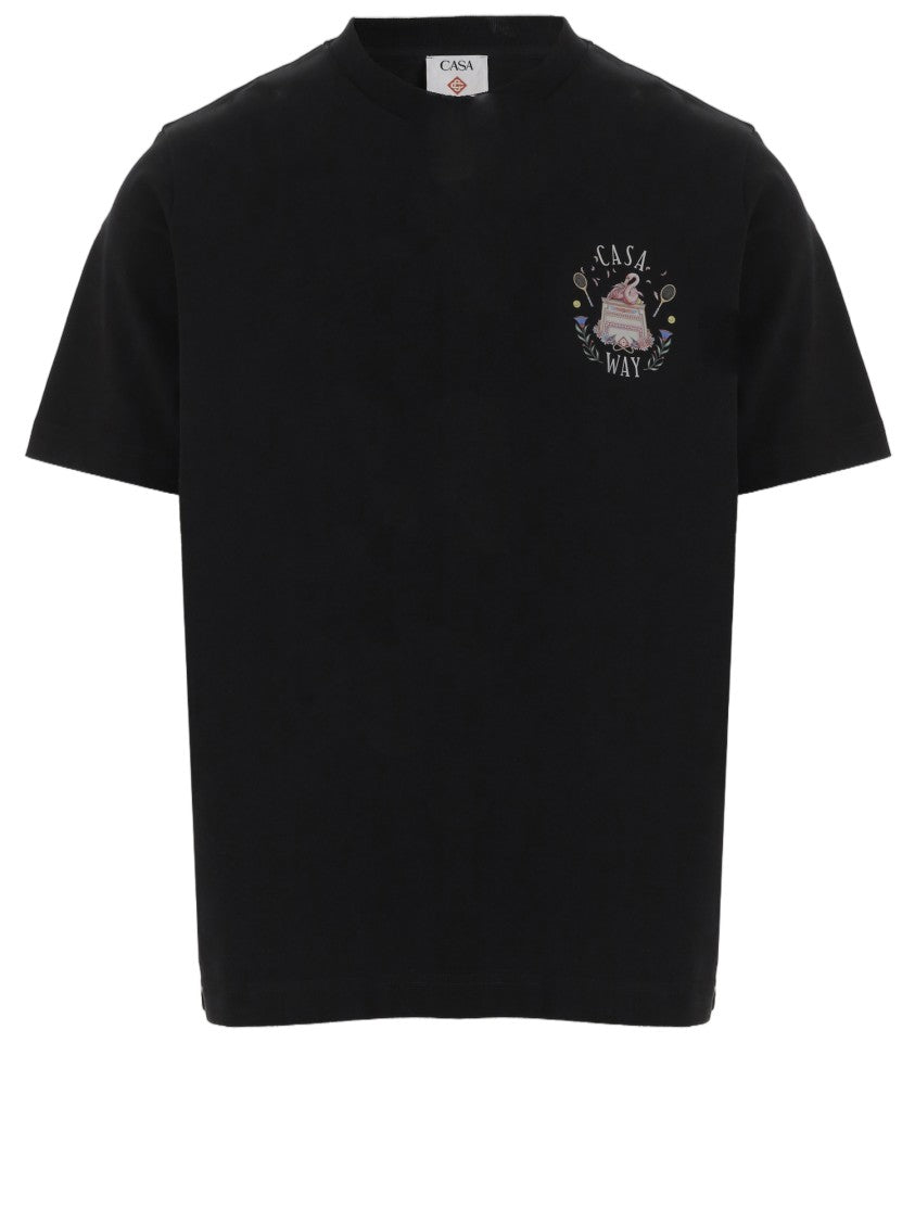 Casablanca Black Logo Print Cotton T-Shirt
