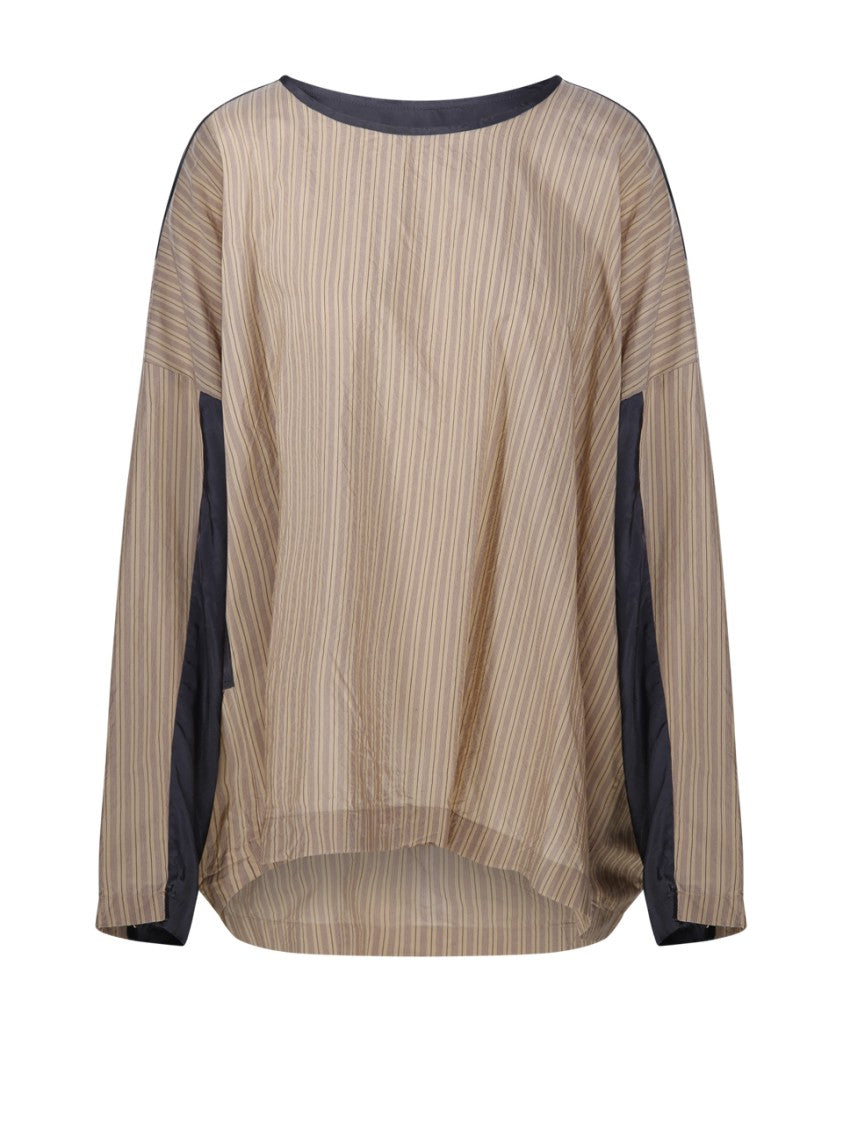 Dries Van Noten Caias Loose Fit Asymetrical Top With Contrast Panel