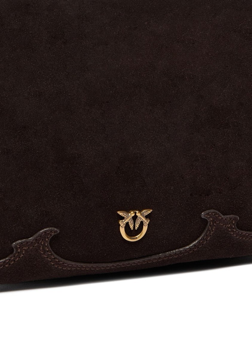 Pinko Brown Suede Fringe Shoulder Bag