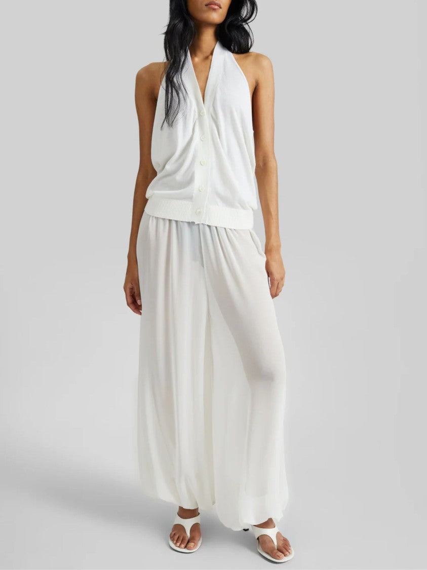 The Frankie Shop White Sheer Balloon Fabric Wide-Leg Pants