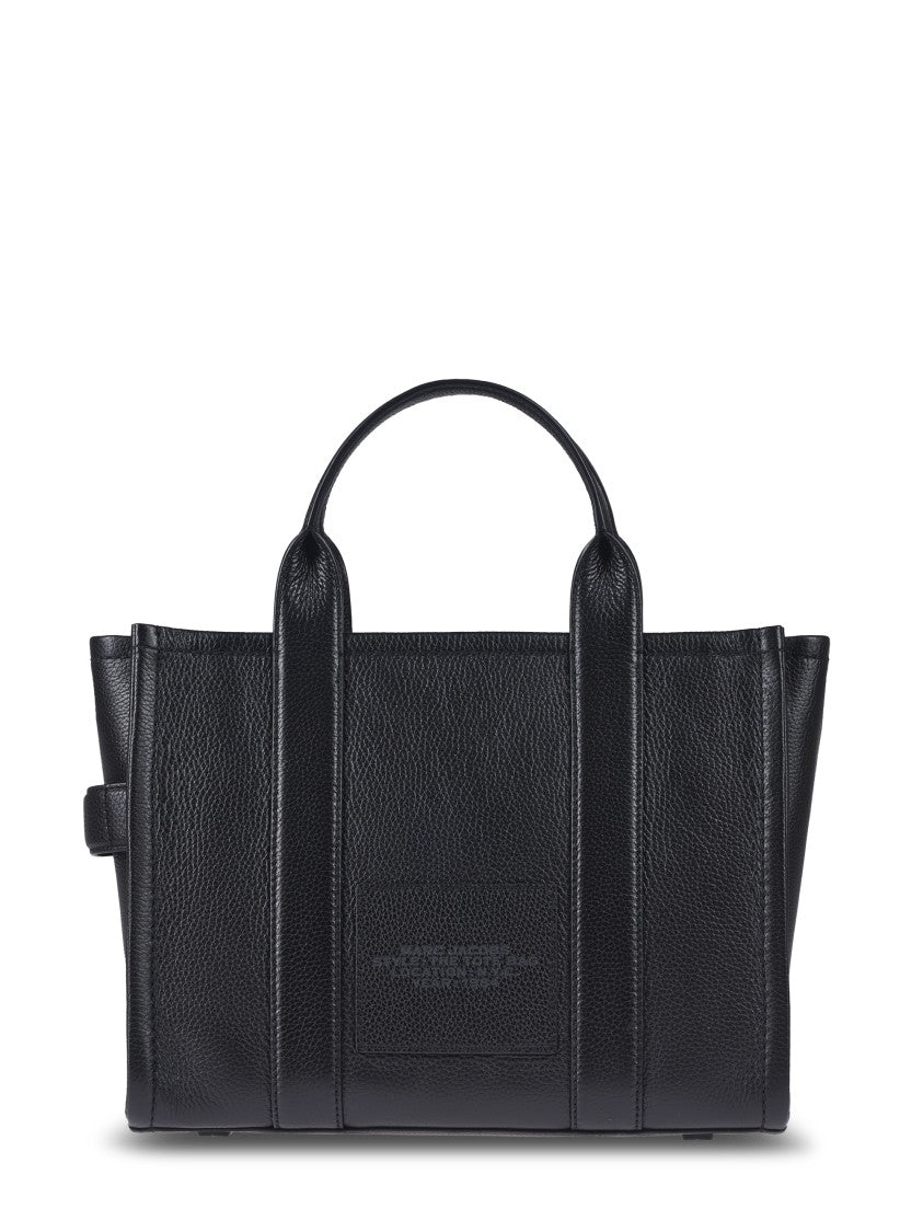 Marc Jacobs Structured Black Leather Tote Bag With Dual Top Handles