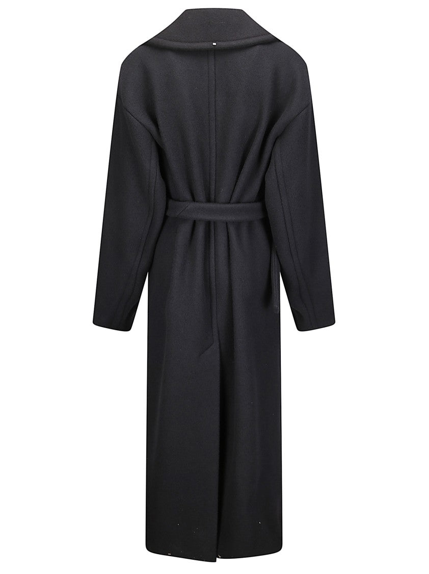 Sportmax Double-Breasted Heavy Coat With Side Pockets And Removable Belt