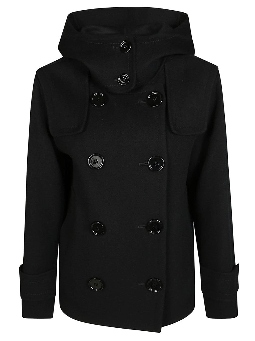Max Mara Double-Breasted Hooded Coat With Wide Lapels