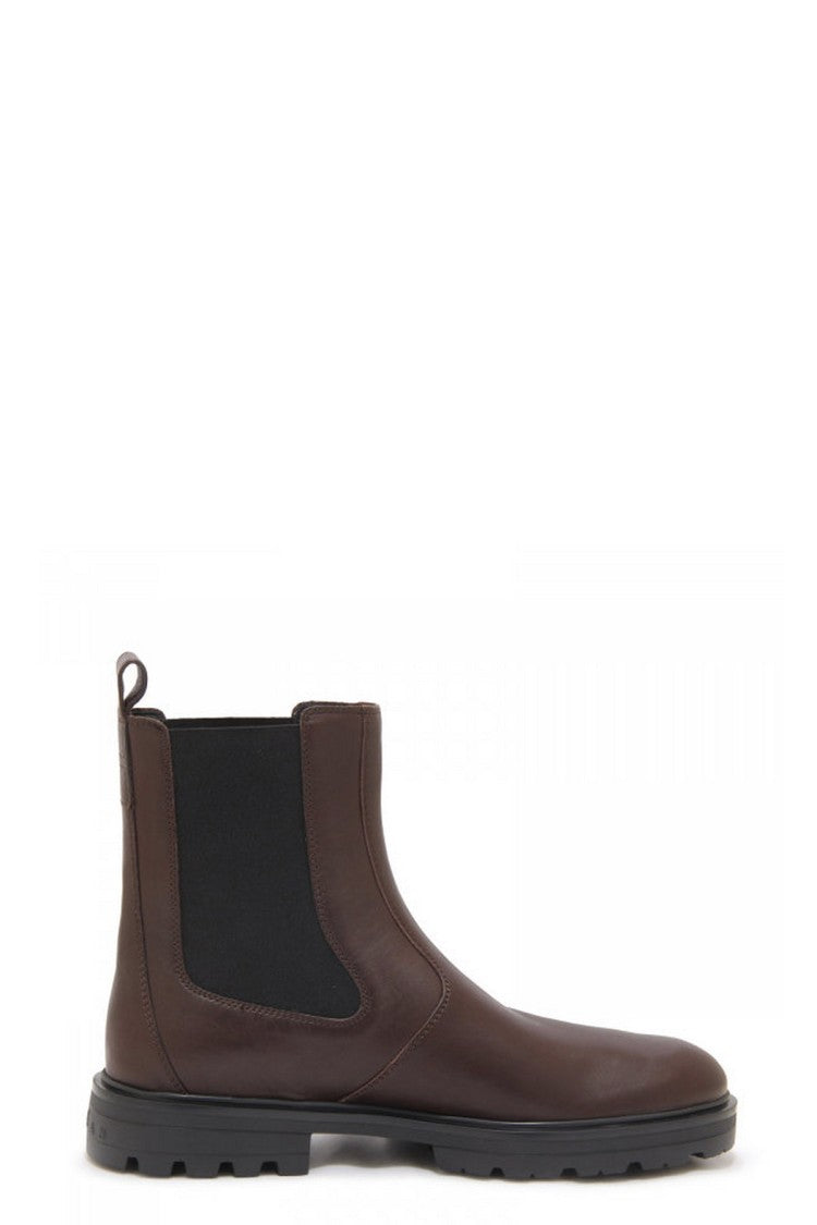 Hogan Brown Elastic Side Gusset Lug Sole Leather Boots