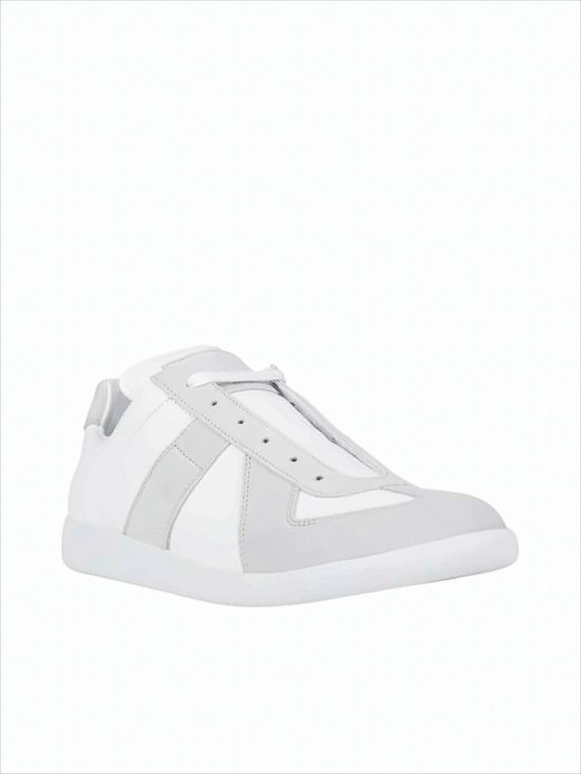 Maison Margiela Minimalist White Low-Top Sneakers With Suede