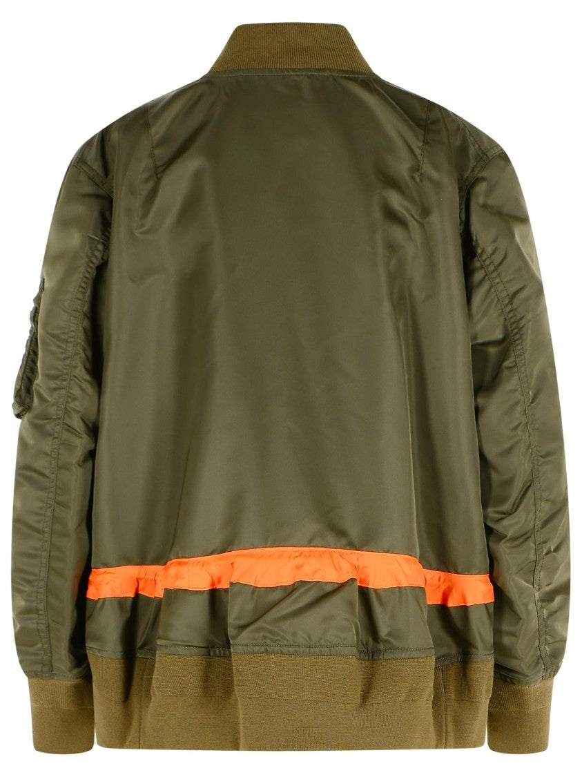 Sacai Bomber Jacket In Green Nylon