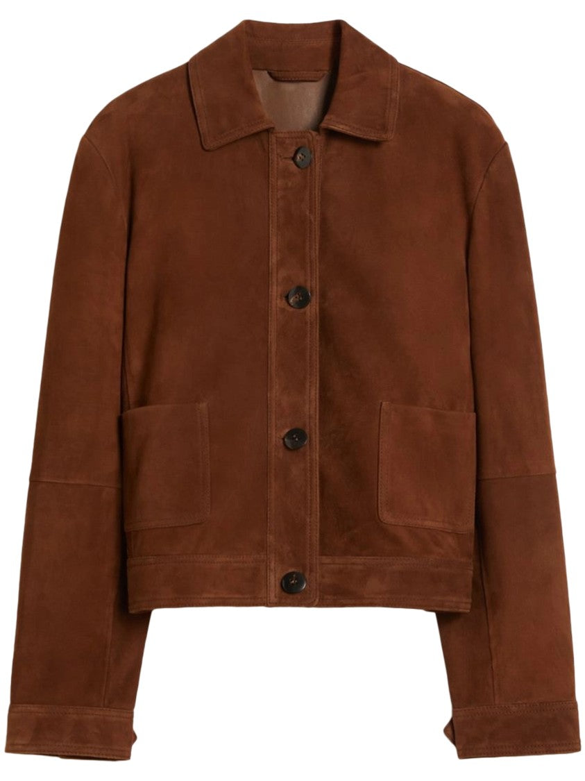 Max Mara Cropped Lamb Leather Jacket With Suede Finish