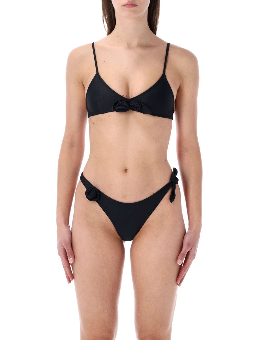 Coperni Sculpted Bikini Top With Floral Accent And Adjustable Straps