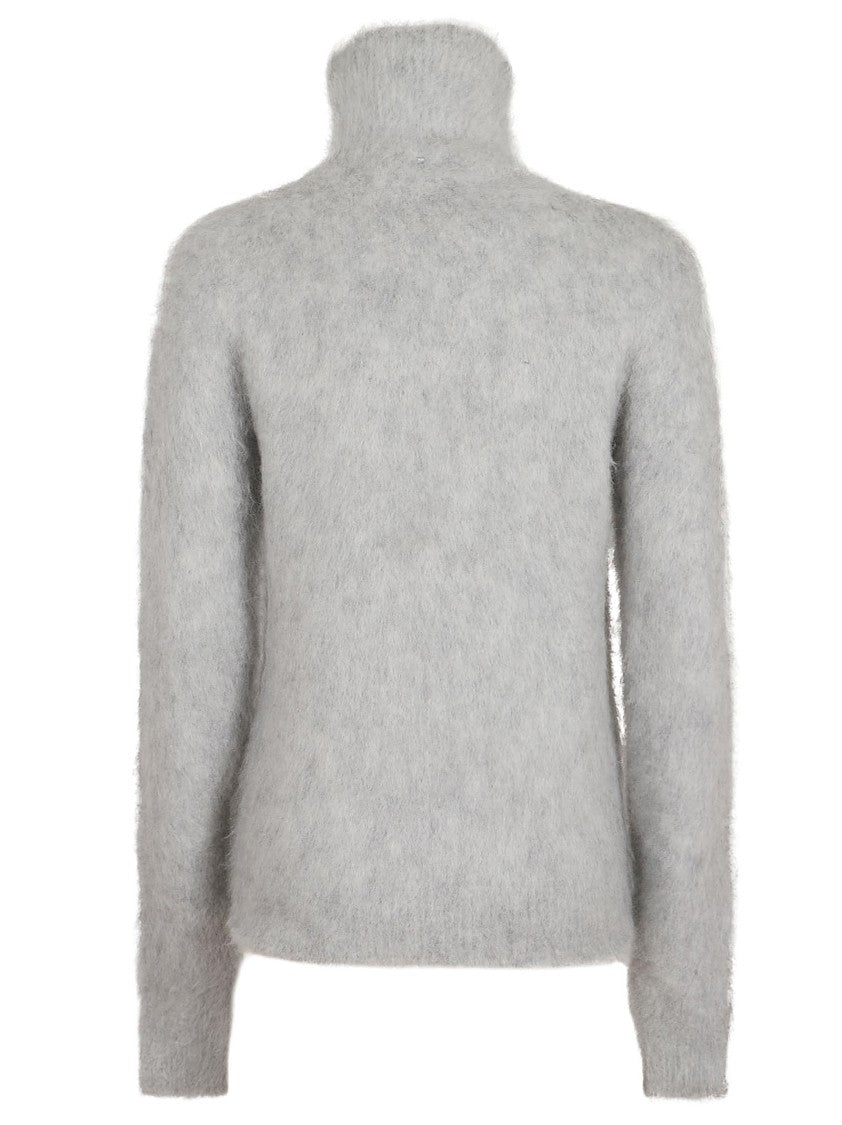 Max Mara Mock Neck Sweater In Alpaca Blend Yarn