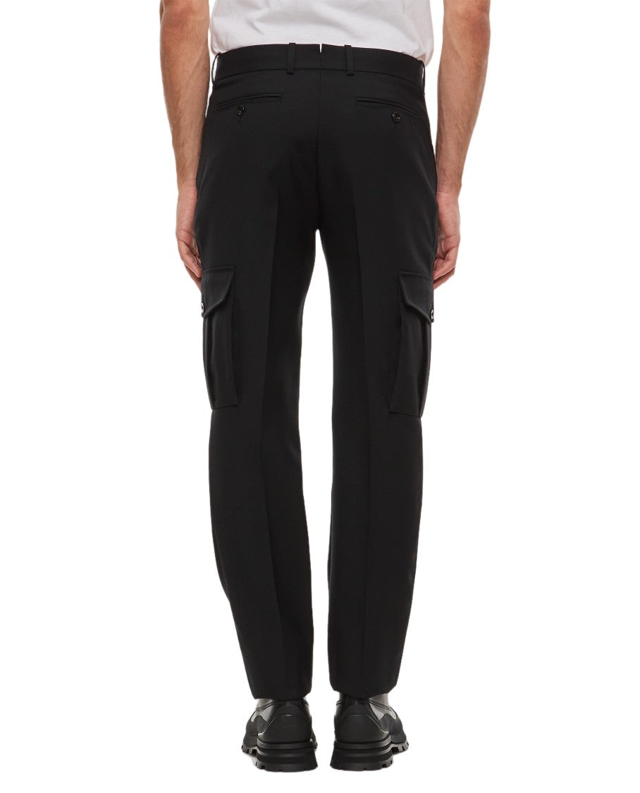 Alexander Mcqueen Straight-Leg Wool Gabardine Trousers With Cargo Pockets