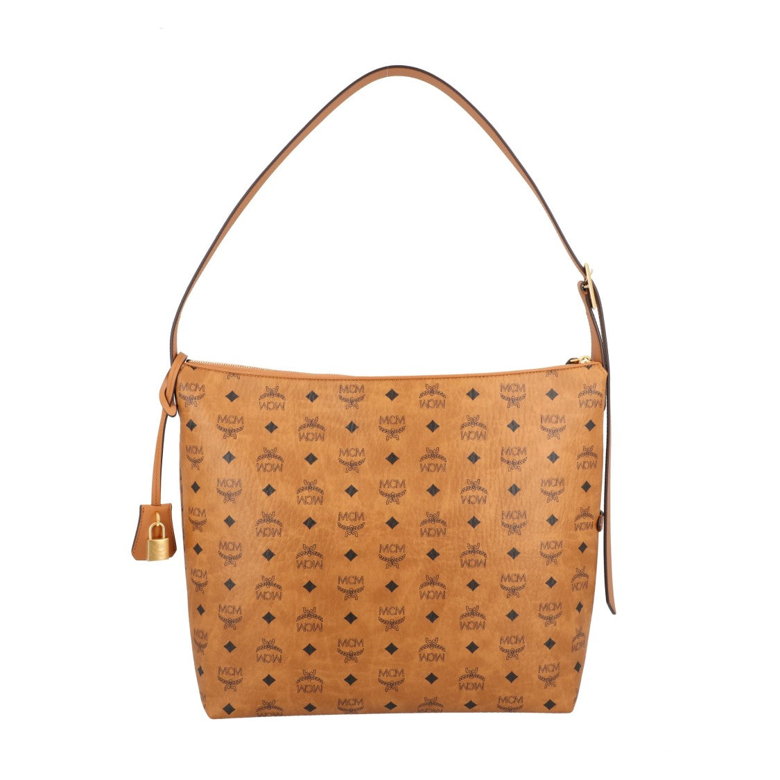 Mcm Large Aren Hobo Bag In Cognac Visetos Monogram