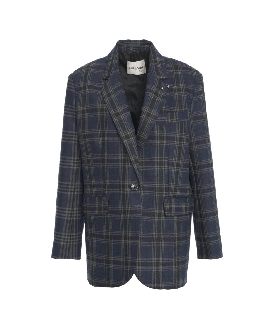 Ottod'ame Tailored Blazer With Classic Plaid Pattern